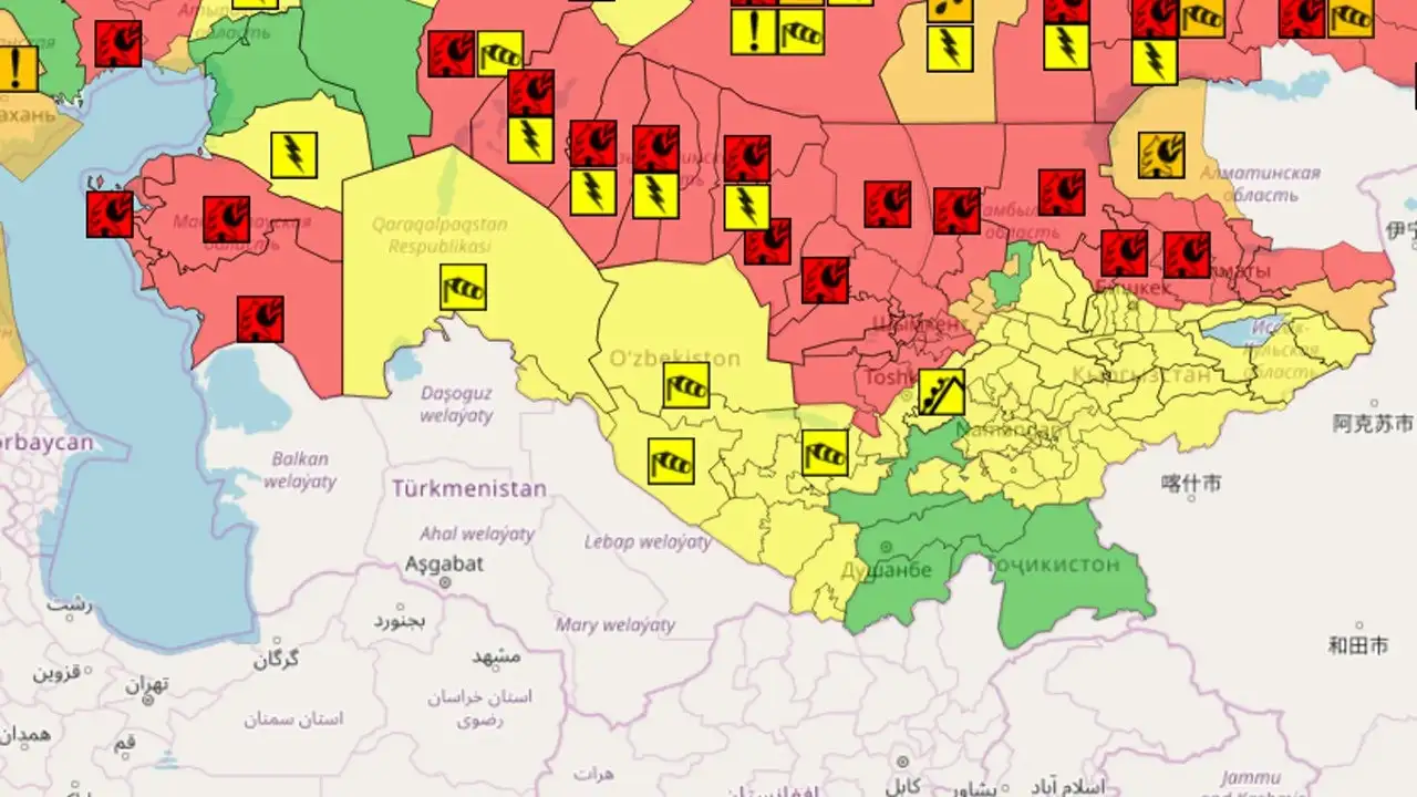 O‘zbekistonda xavfli ob-havo haqida rangli ogohlantirish tizimi ishga tushdi