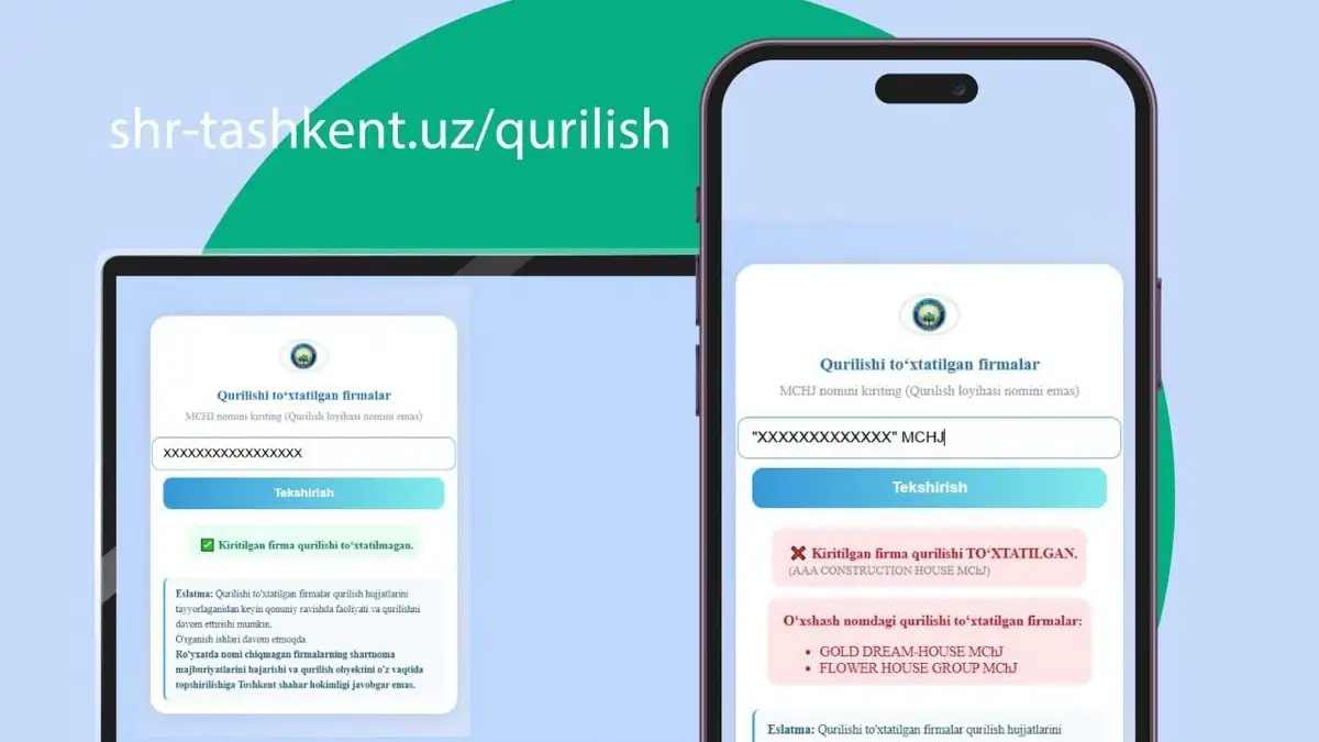 Qurilishi to‘xtatilgan tashkilotlarni onlayn tekshirish imkoniyati yaratildi