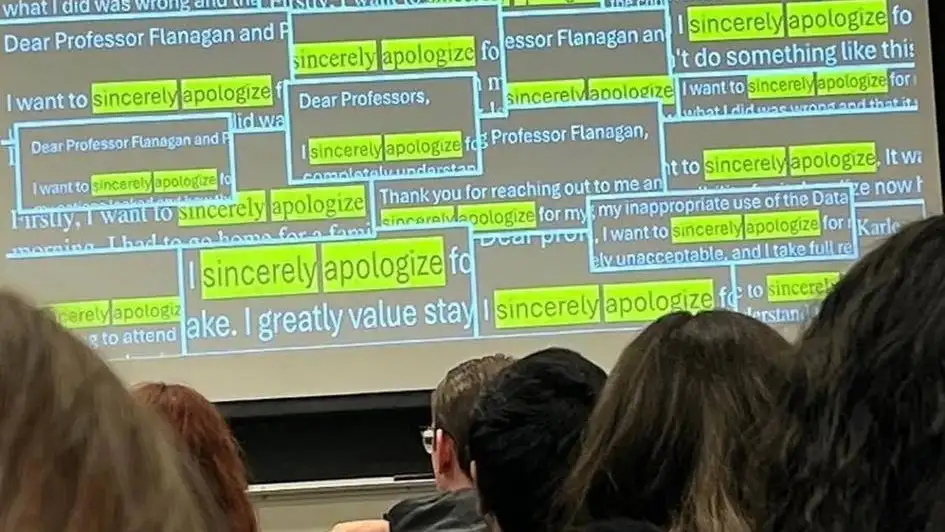 AQSHda talabalar SIdan foydalangani uchun uzr so‘radi, ammo uzrni ham ular SI orqali yozgani fosh bo‘ldi