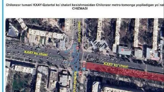 Toshkentda «Chilonzor» metro bekati yaqinidagi ko‘cha vaqtincha yopiladi