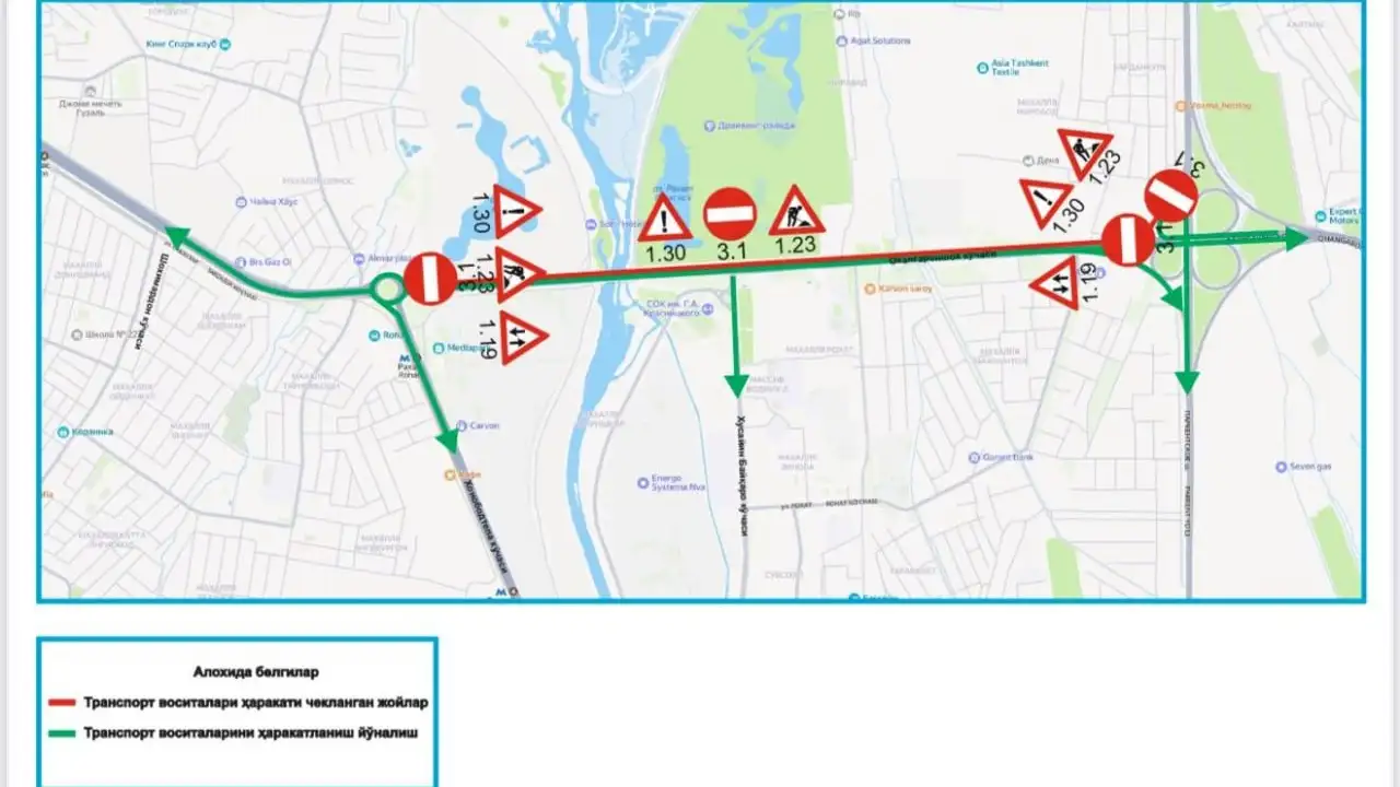Toshkentning Ohangaron shohko‘chasida transport vositalari harakati vaqtincha to‘xtatiladi